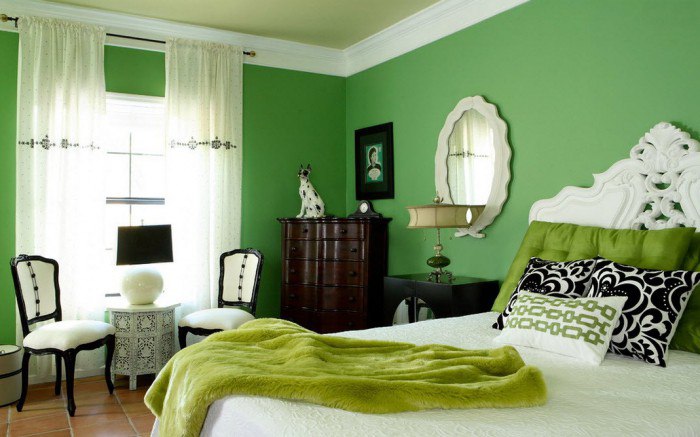 Для таких людей хорошо создавать интерьер спальни в зеленом цвете
